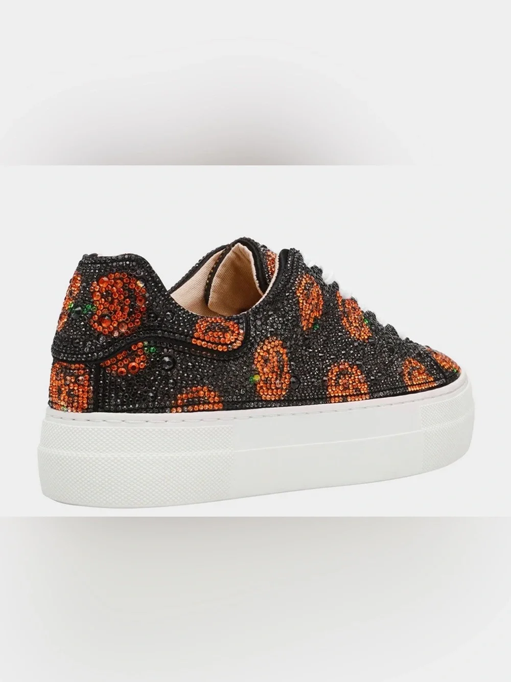 Betsey Johnson Black and Orange Pumpkin Platform Sneakers Women's